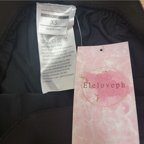 Eleloveph Lola Skort Solid Black Plaid Elastic Waistband Mini Size XS - Picture 9 of 9